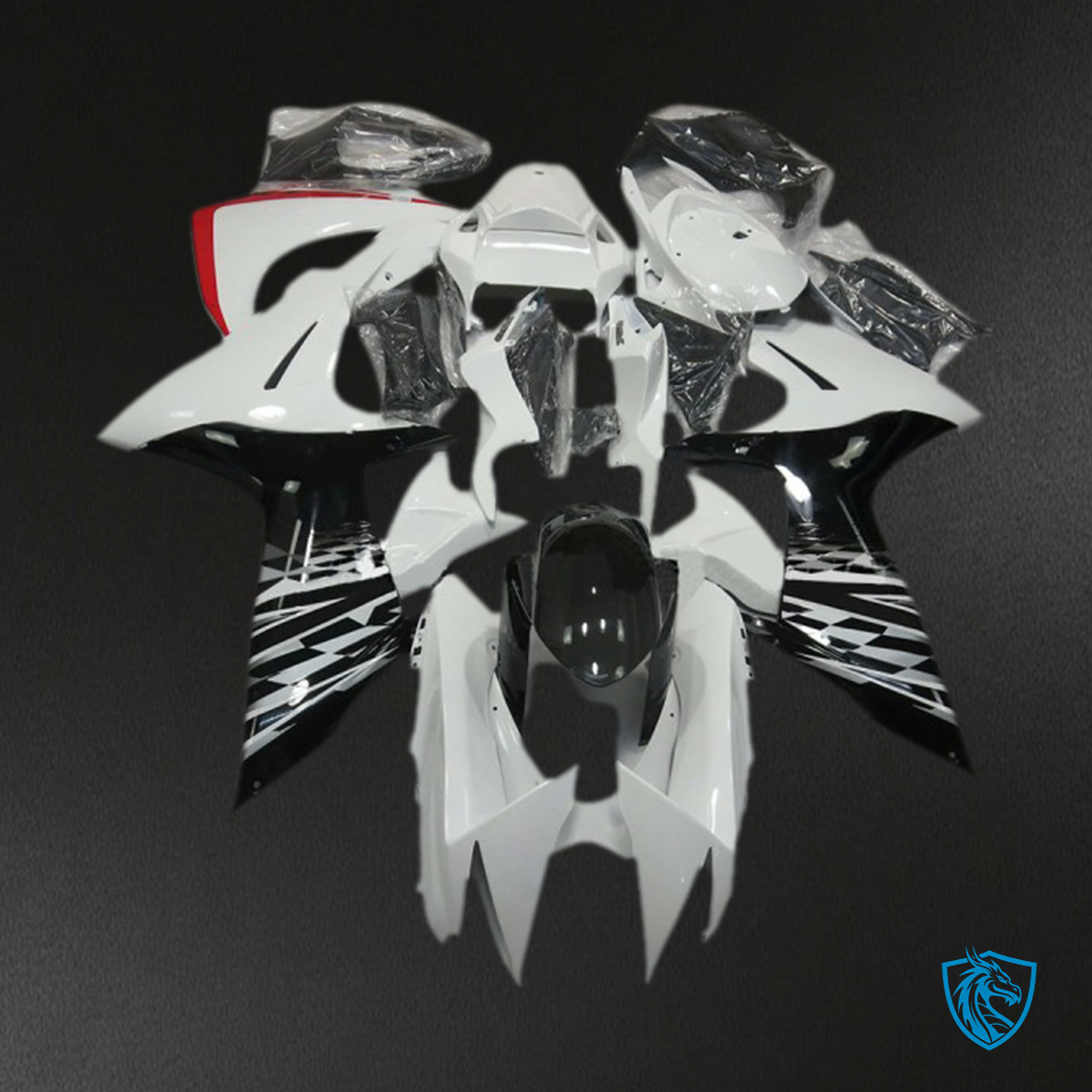 Suzuki GSXR 600-750 (2011-2024) White & Black Motul Motorcycle - Custom ABS Fairing Kit