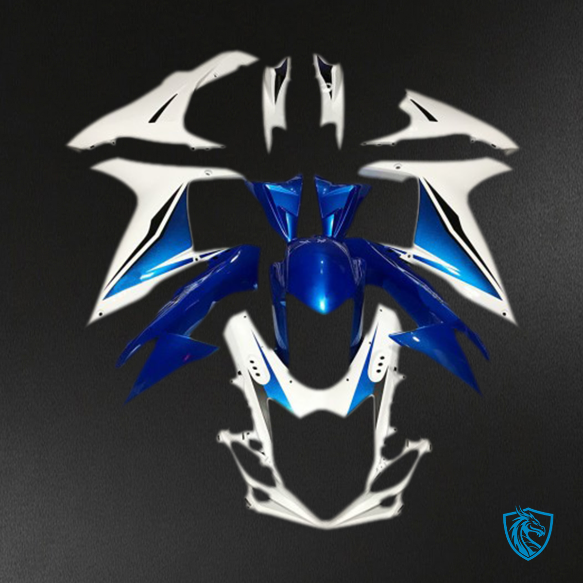Suzuki GSXR 600-750 (2011-2024) Blue & White Custom Motorcycle Fairings Kit | ABS Bodywork