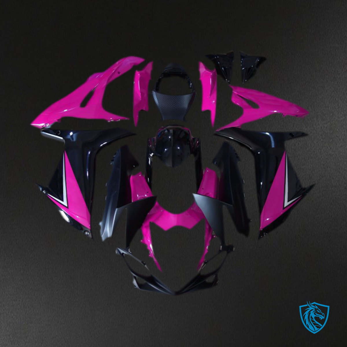 Suzuki GSXR 600-750 (2011-2024) Gloss Pink & Black Motorcycle Fairings Kit | ABS Bodywork