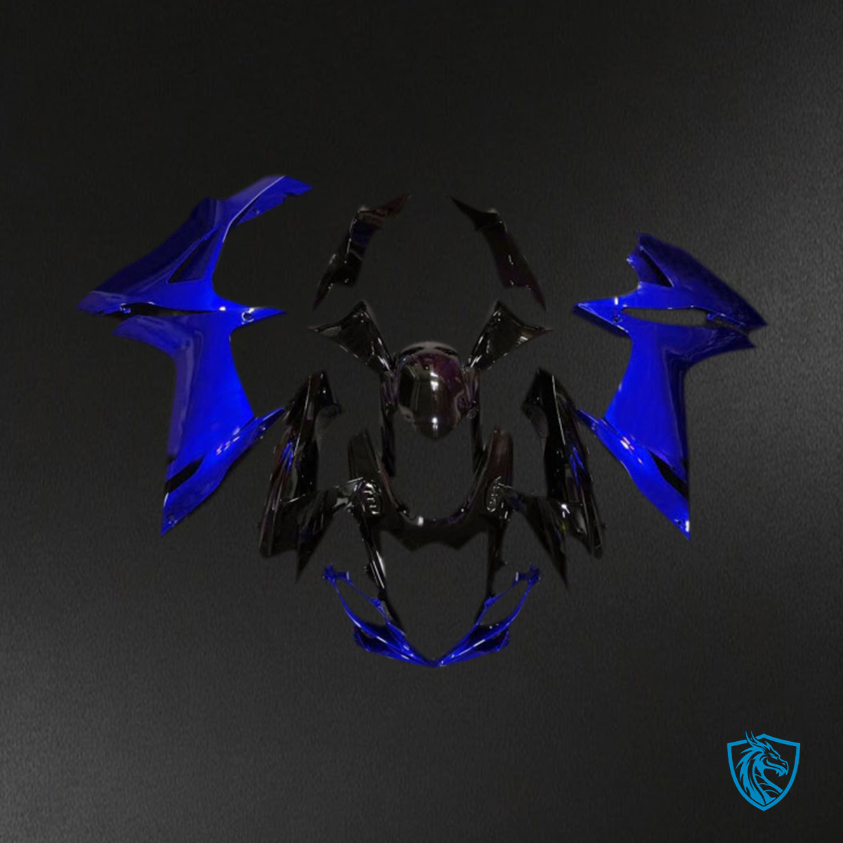 Suzuki GSXR 600-750 (2011-2024) Glossy Black & Aqua Blue Fairings Kit - Aftermarket ABS Bodywork
