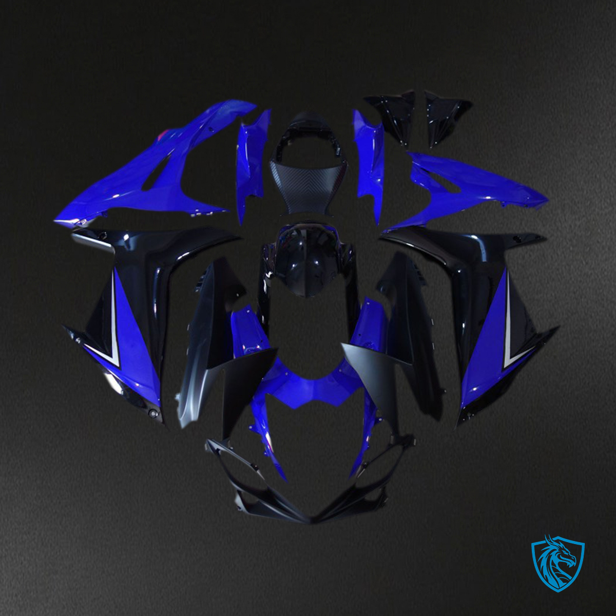Suzuki GSXR 600-750 (2011-2024) Glossy Blue & Black Motorcycle - Custom ABS Fairing Kit