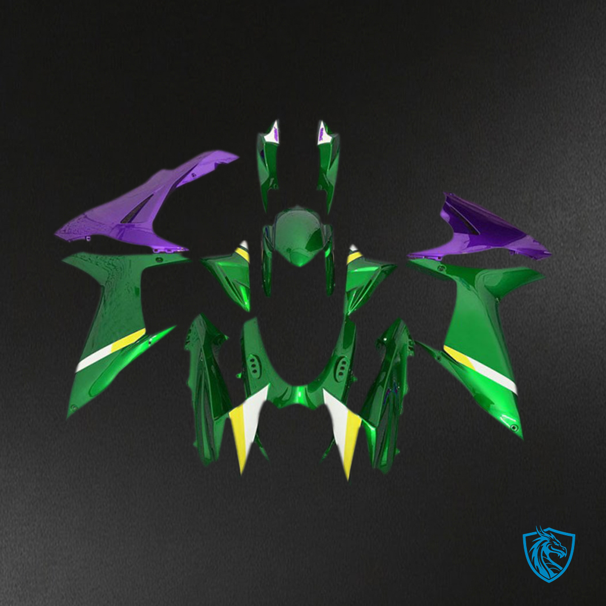 Suzuki GSXR 600-750 (2011-2024) Glossy Green & Purple Motorcycle - Custom ABS Fairing Kit