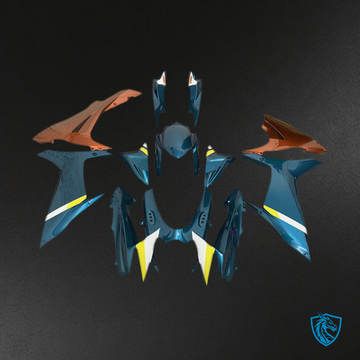 Suzuki GSXR 600-750 (2011-2024) Glossy Light Blue & Orange Motorcycle Fairings Kit | ABS Bodywork