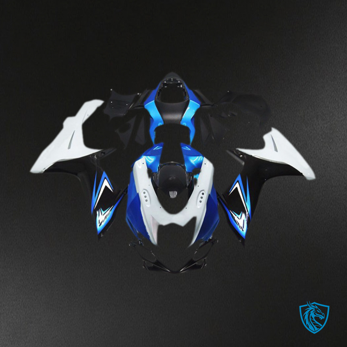 Suzuki GSXR 600-750 (2011-2024) Light Blue, Gloss White & Black Fairings Kit - Aftermarket ABS Bodywork