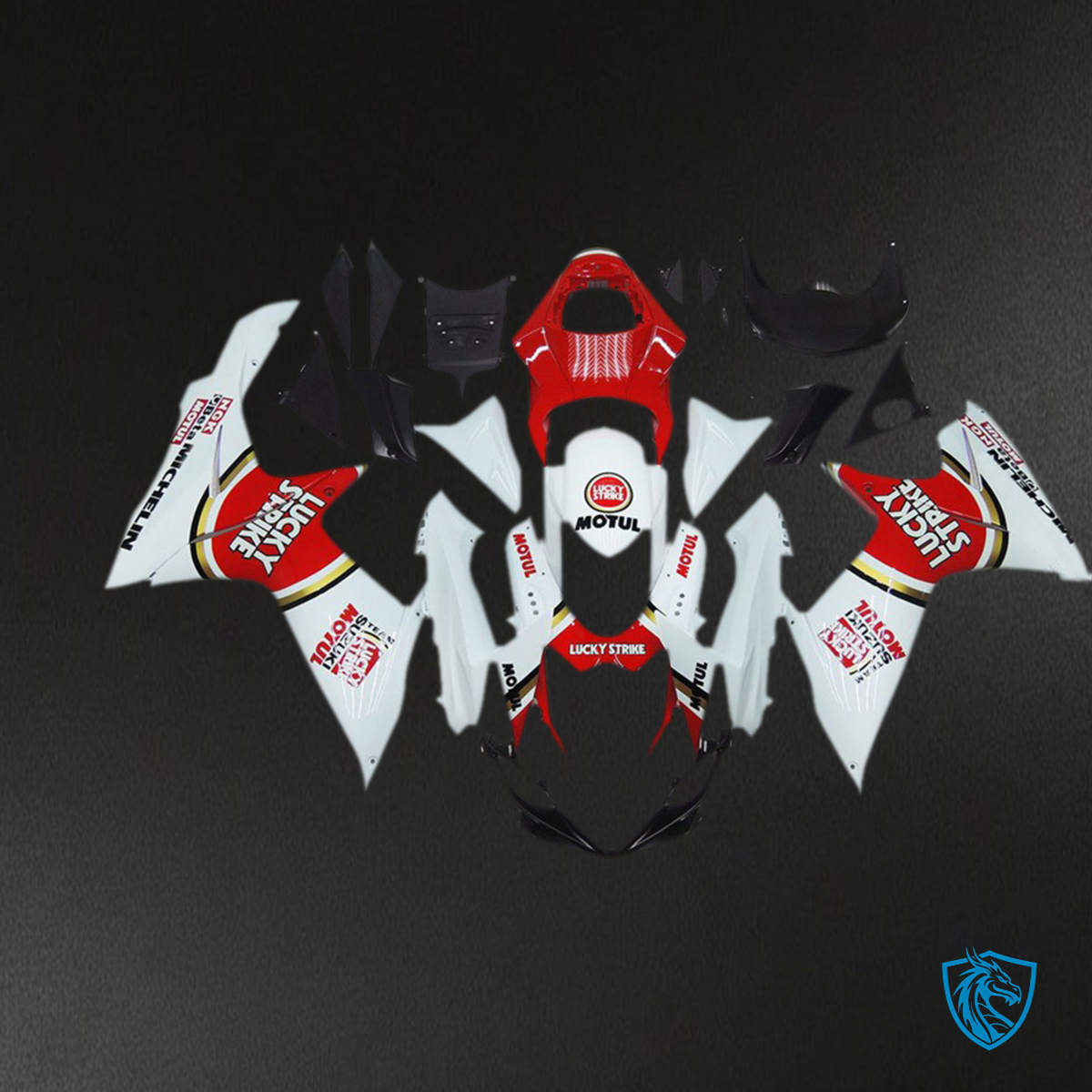 Suzuki GSXR 600-750 (2011-2024) White & Red Lucky Strike - MERGEment Motorcycle Fairings Kit