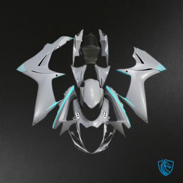 Suzuki GSXR 600-750 (2011-2024) Matt Gray & Teal Motorcycle Fairings Kit | ABS Bodywork