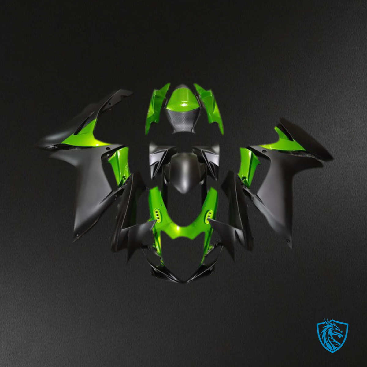 Suzuki GSXR 600-750 (2011-2024) Matte Black & Green Motorcycle Fairings Kit | ABS Bodywork