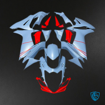 Suzuki GSXR 600-750 (2011-2024) Matte Sky Blue & Red Motorcycle - Custom ABS Fairing Kit