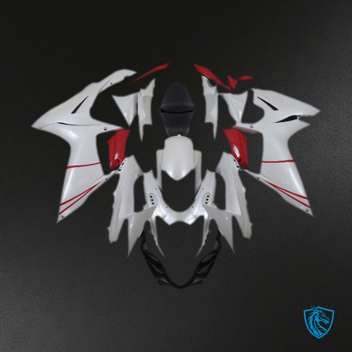 Suzuki GSXR 600-750 (2011-2024) Pearl White & Red Motorcycle - Custom ABS Fairing Kit