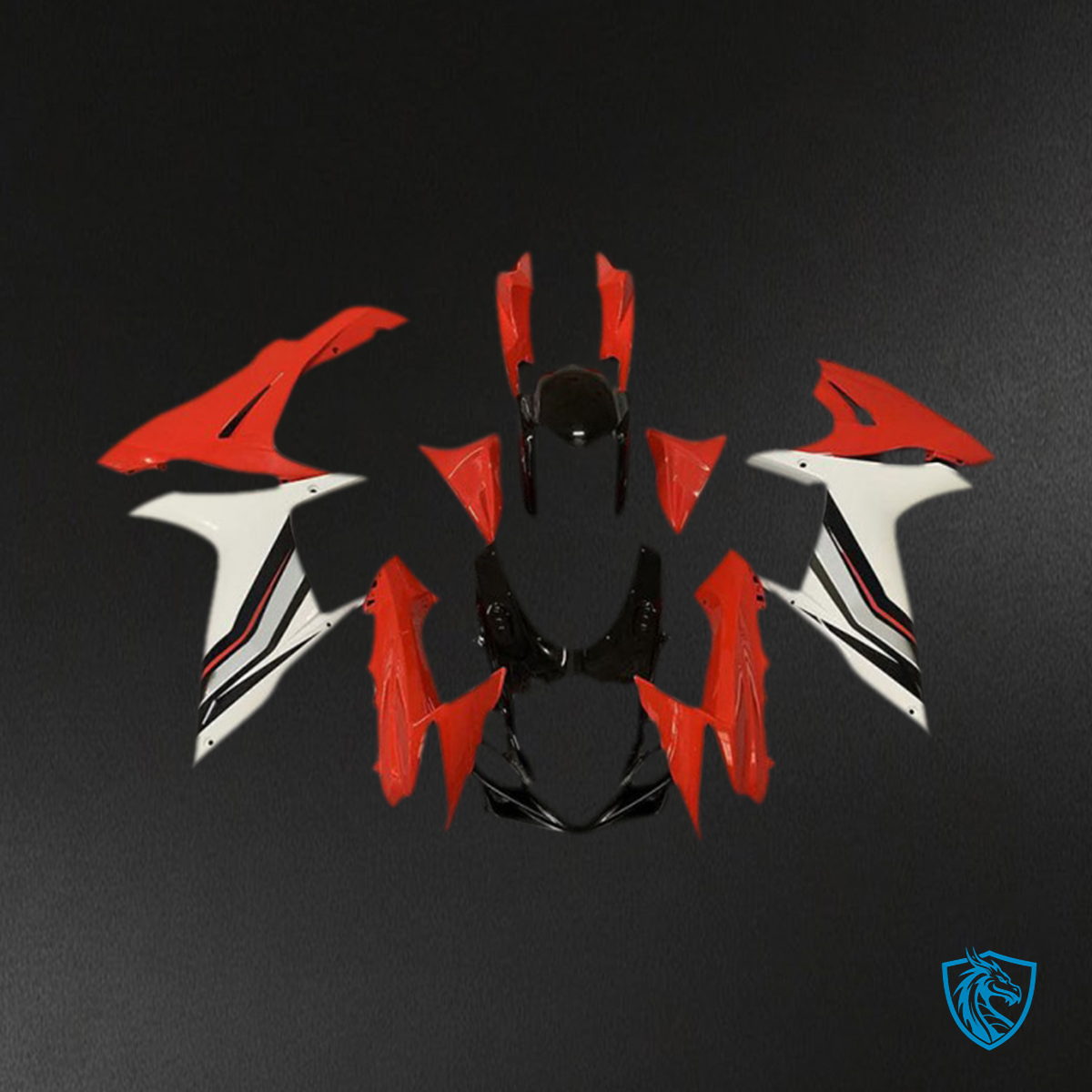 Suzuki GSXR 600-750 (2011-2024) Red & Glossy White Style Motorcycle - Custom ABS Fairing Kit