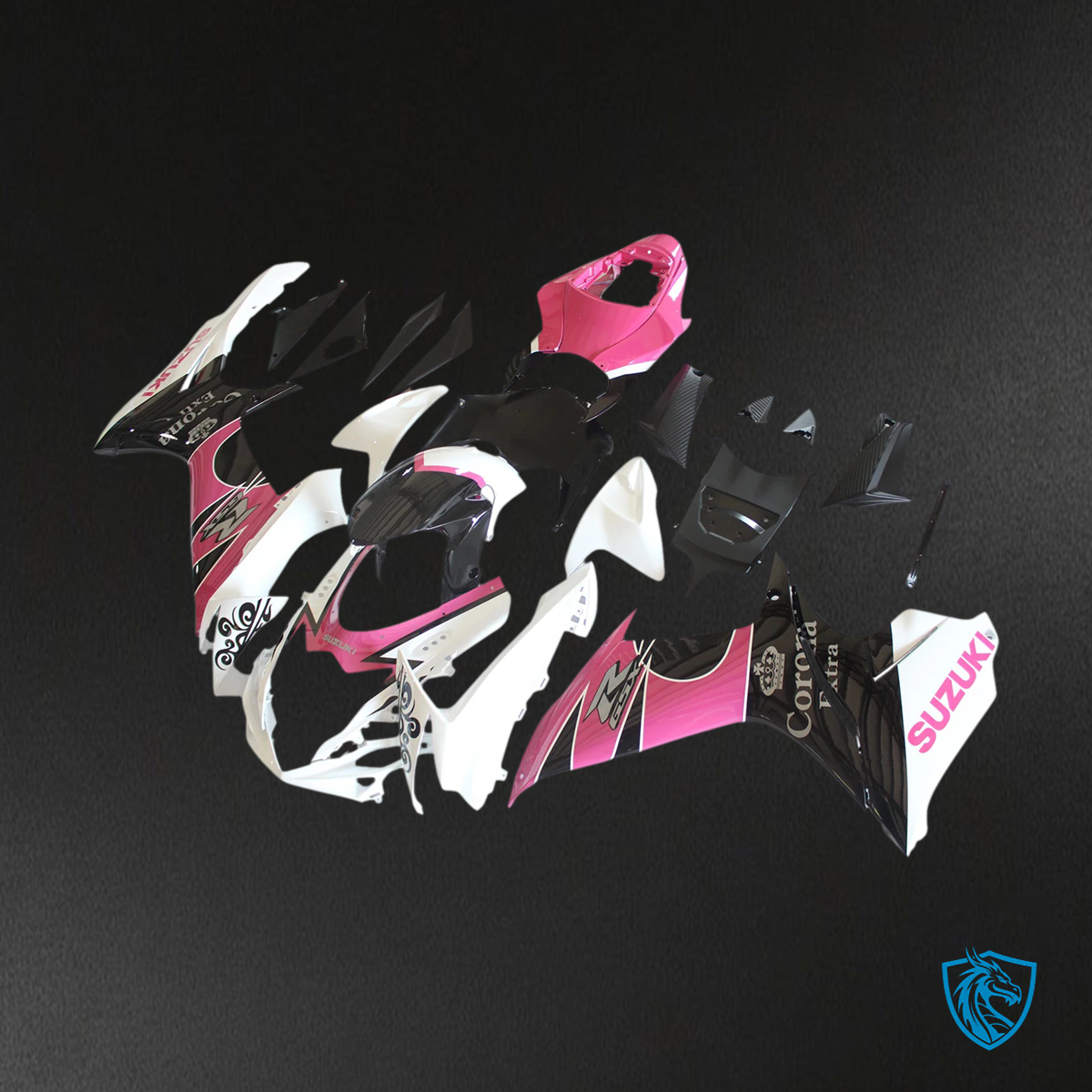 Suzuki GSXR 600-750 (2011-2025) Black, Pink & White - Fairing Kit