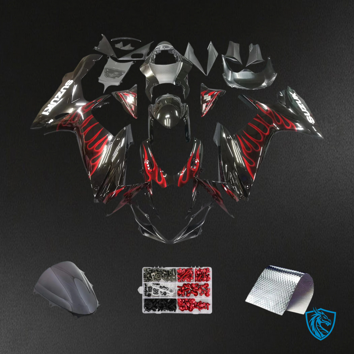 Suzuki GSXR 600-750 (2011-2025) Black and Red - Fairing Kit