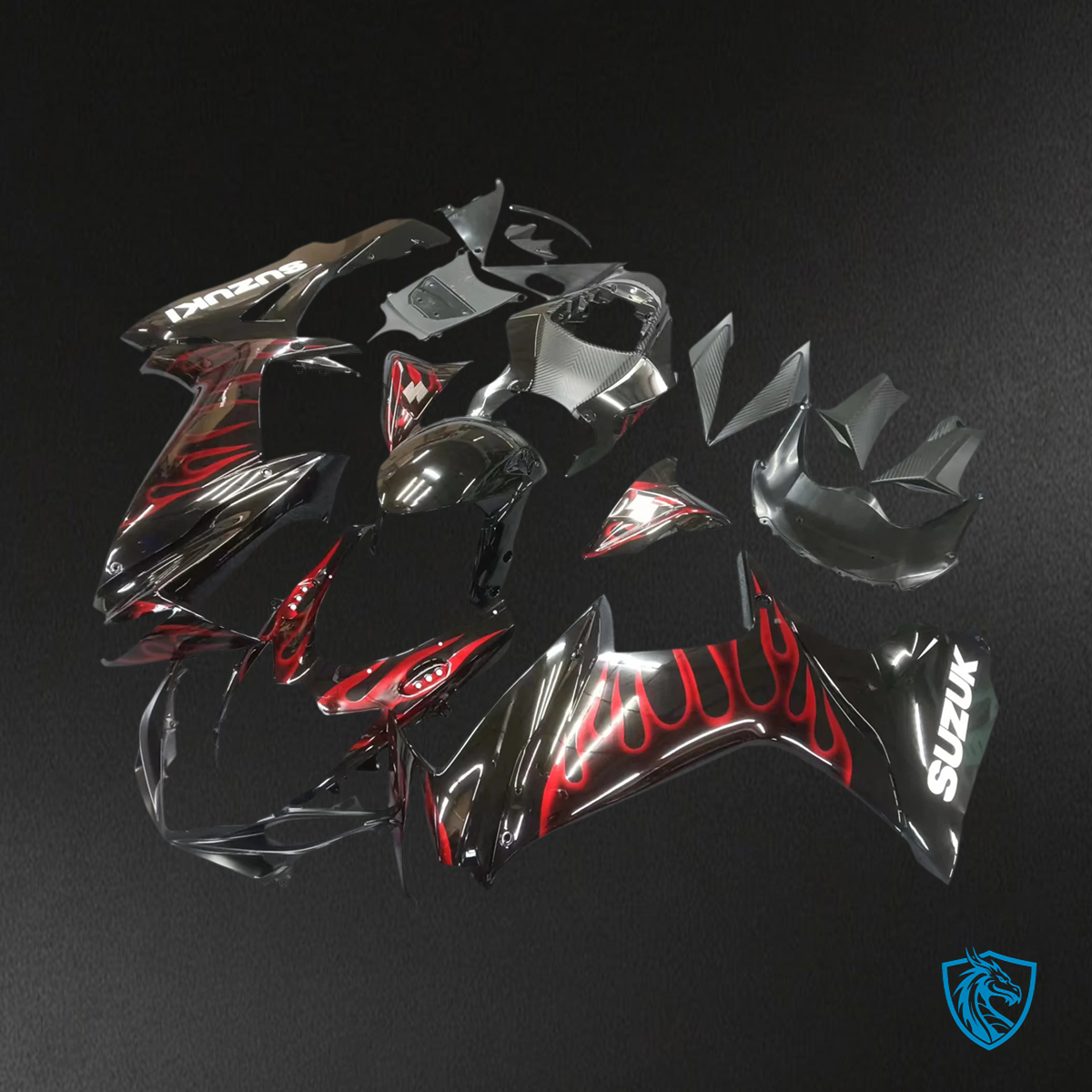Suzuki GSXR 600-750 (2011-2025) Black and Red - Fairing Kit