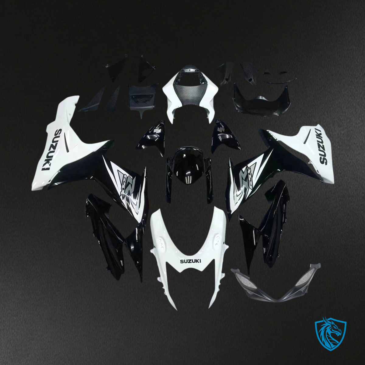 Suzuki GSXR 600-750 (2011-2025) Black & White - Fairing Kit