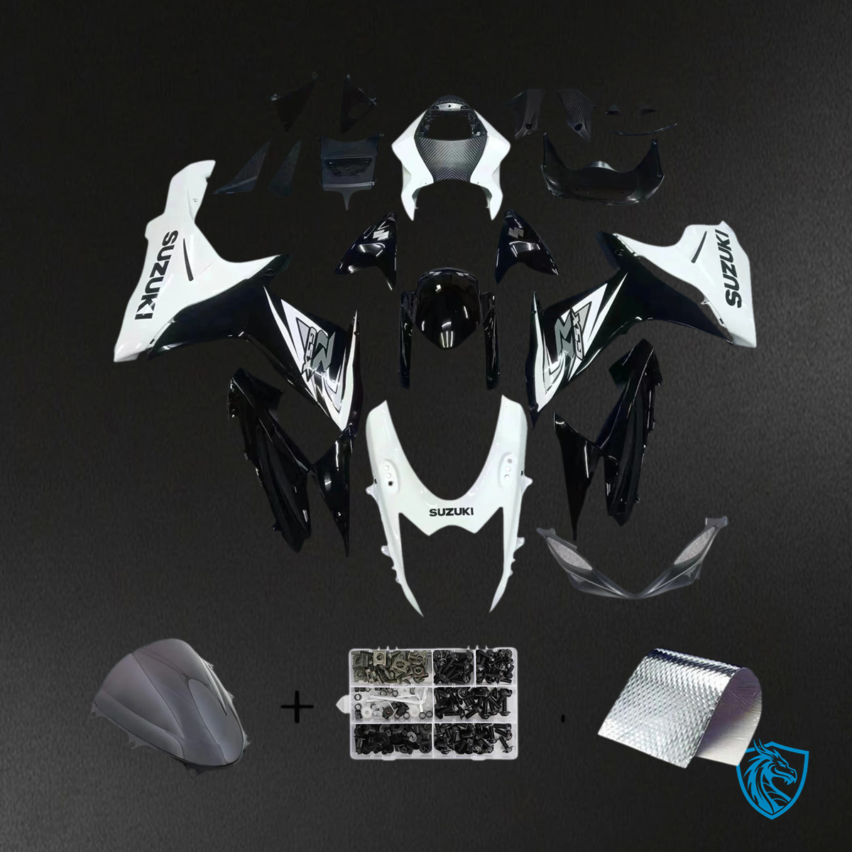 Suzuki GSXR 600-750 (2011-2025) Black & White - Fairing Kit