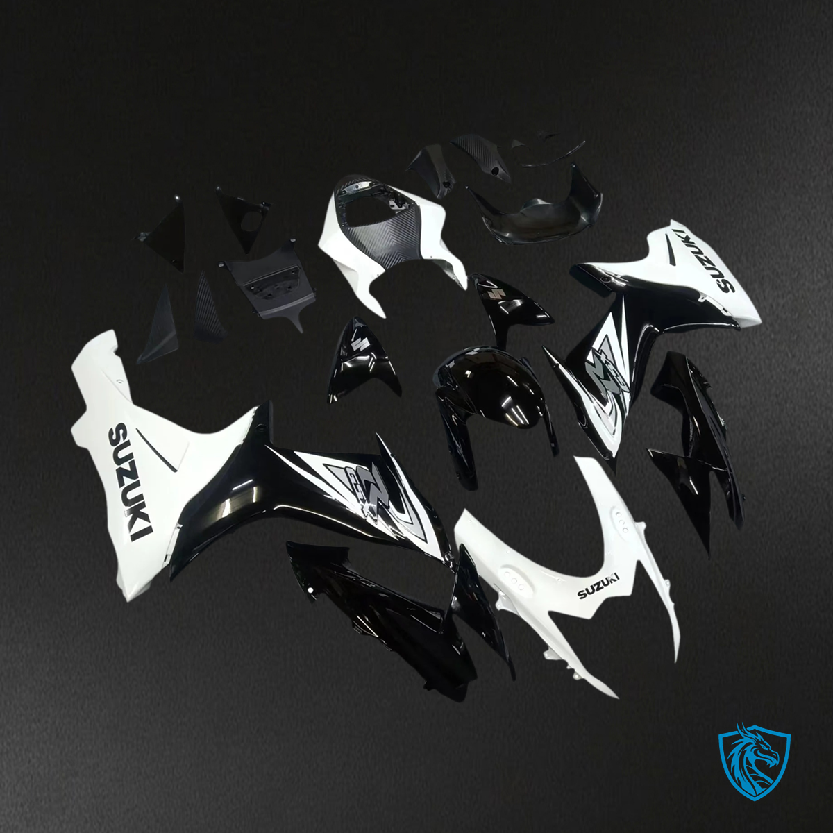 Suzuki GSXR 600-750 (2011-2025) Black & White - Fairing Kit