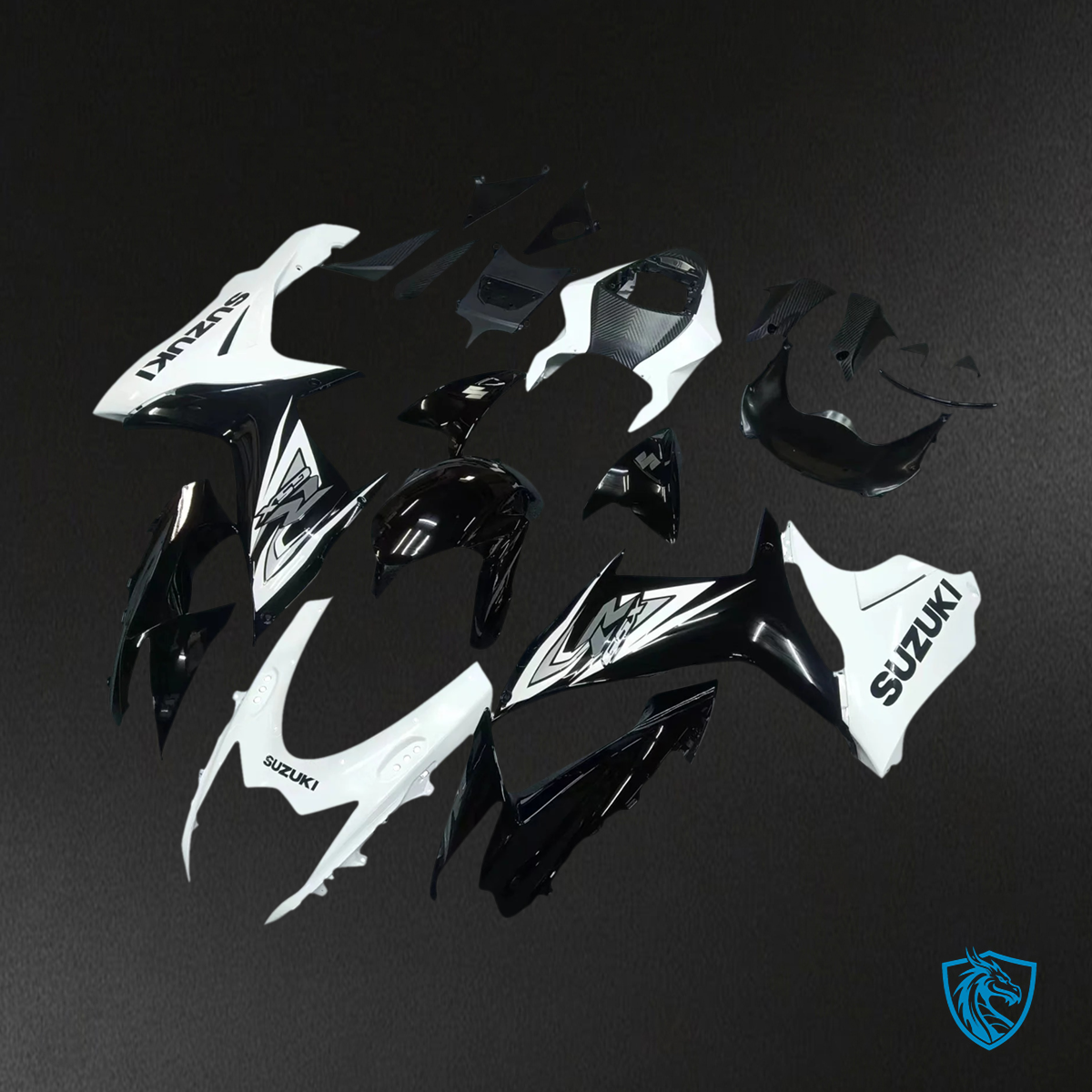 Suzuki GSXR 600-750 (2011-2025) Black & White - Fairing Kit
