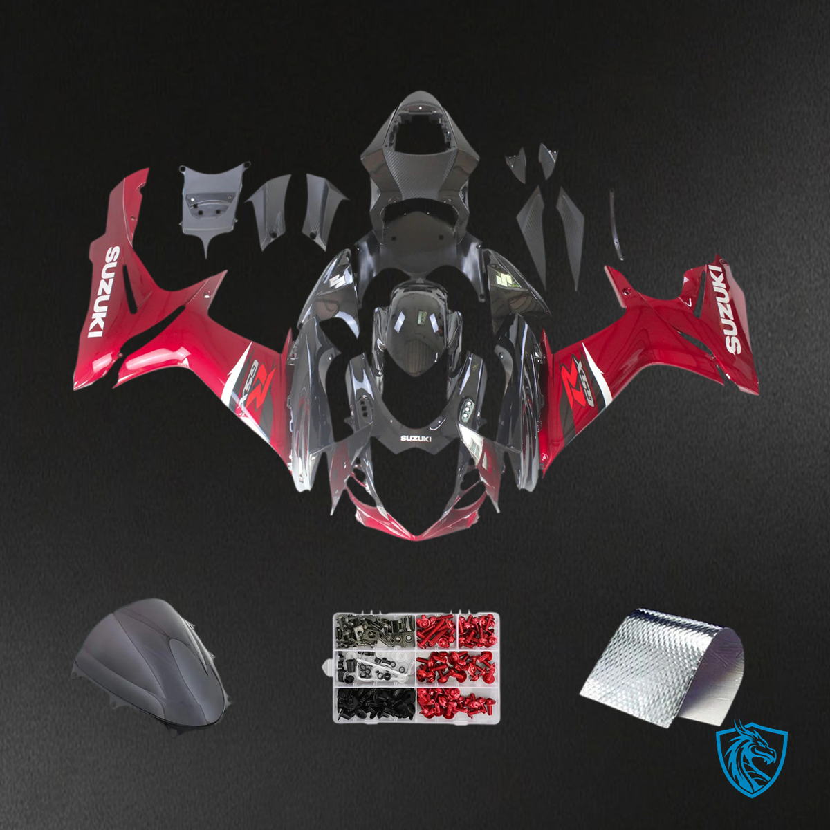 Suzuki GSXR 600-750 (2011-2025) Black With Red - Fairing Kit