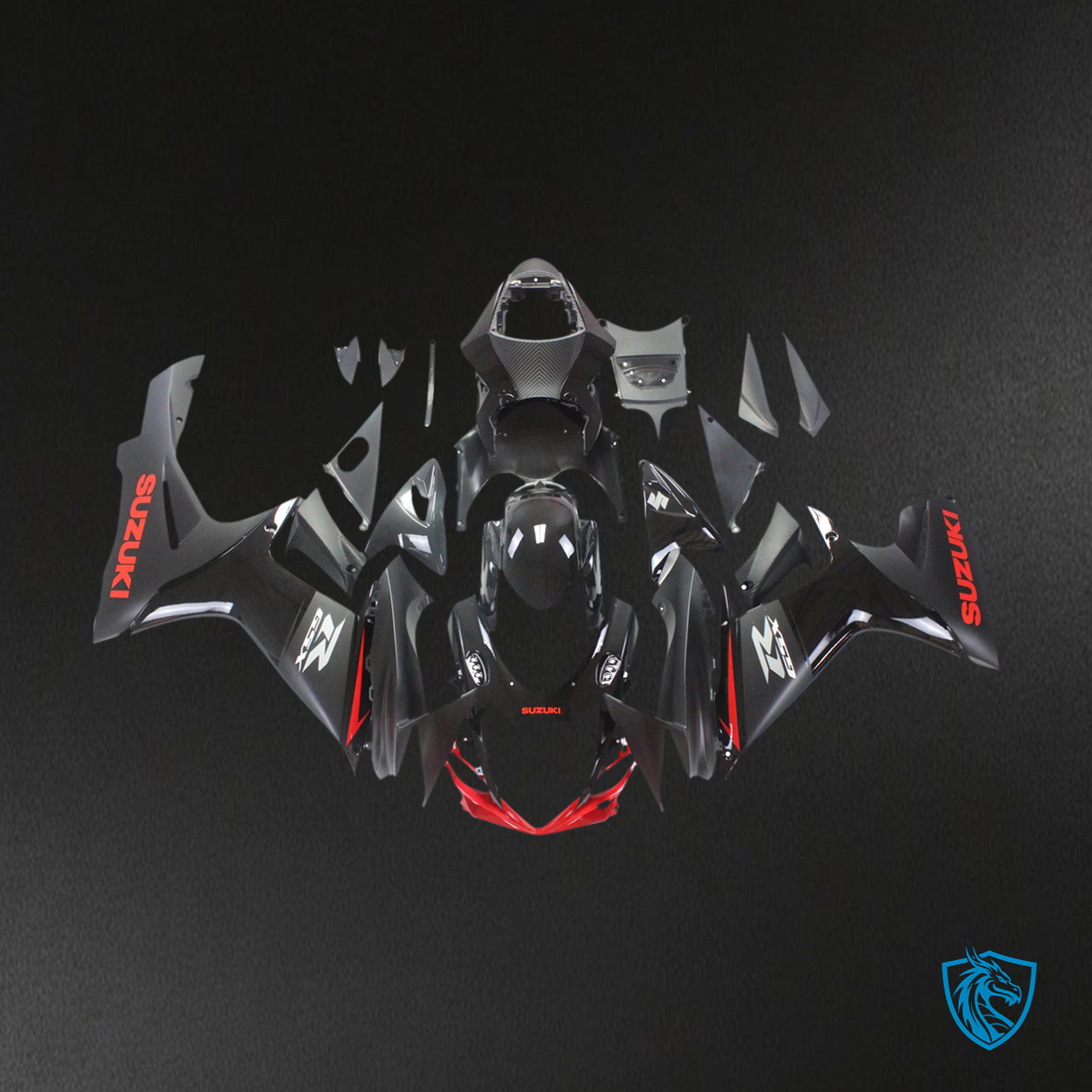 Suzuki GSXR 600-750 (2011-2025) Black With Red Line - Fairing Kit