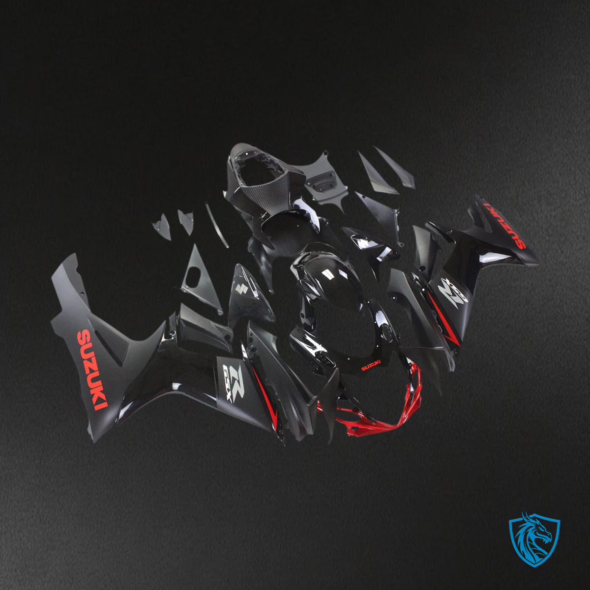 Suzuki GSXR 600-750 (2011-2025) Black With Red Line - Fairing Kit