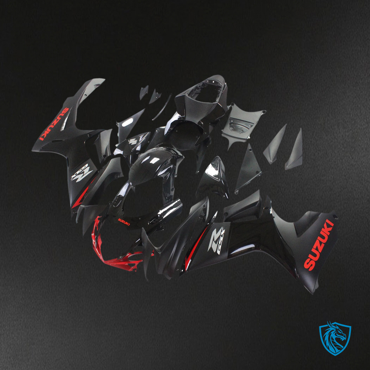 Suzuki GSXR 600-750 (2011-2025) Black With Red Line - Fairing Kit