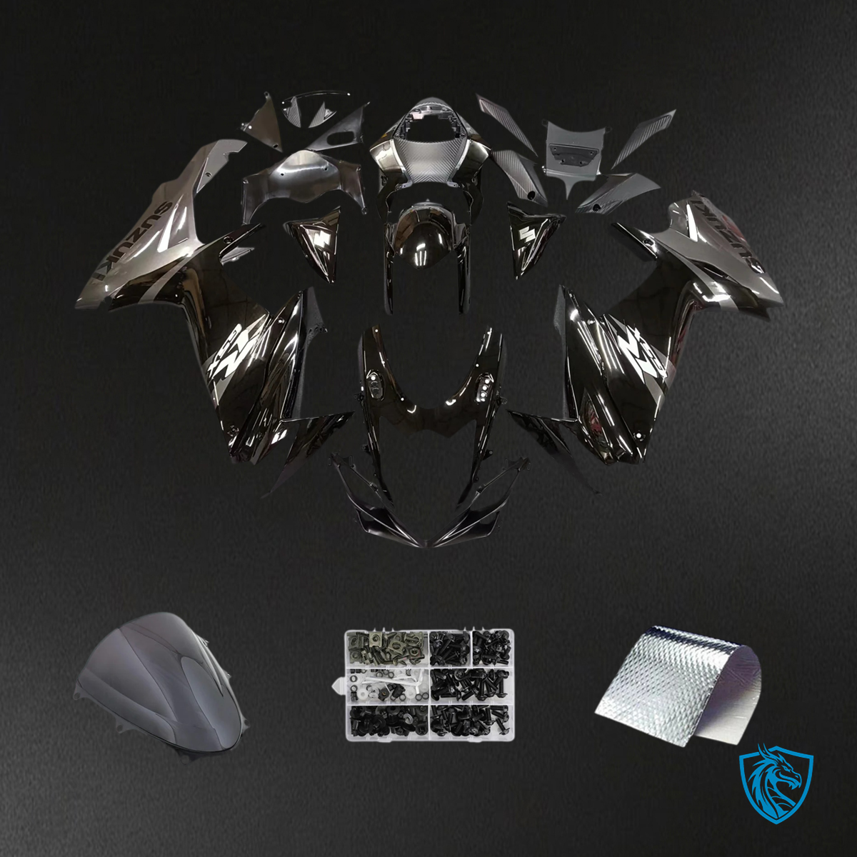 Suzuki GSXR 600-750 (2011-2025) Black and Gray - Fairing Kit