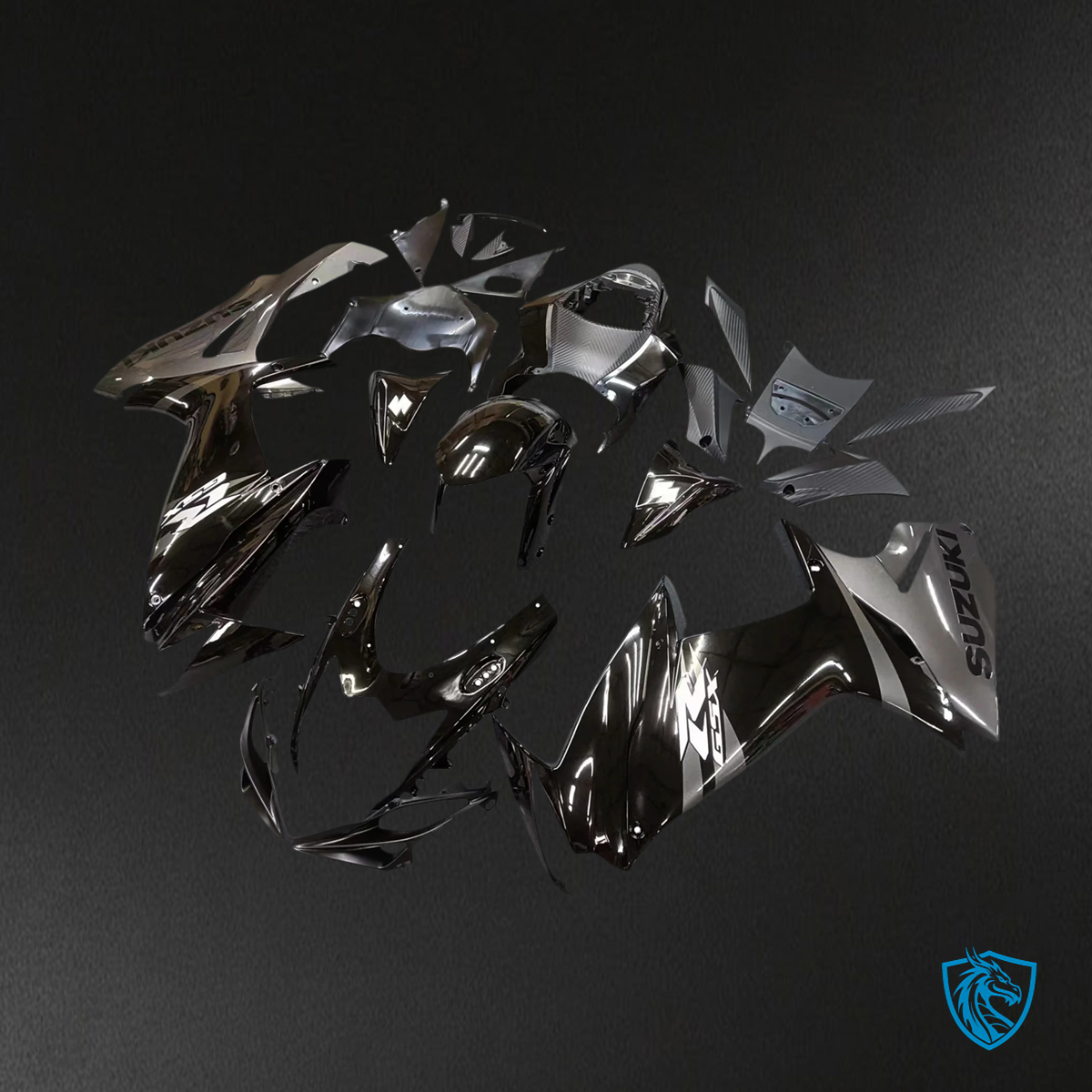 Suzuki GSXR 600-750 (2011-2025) Black and Gray - Fairing Kit
