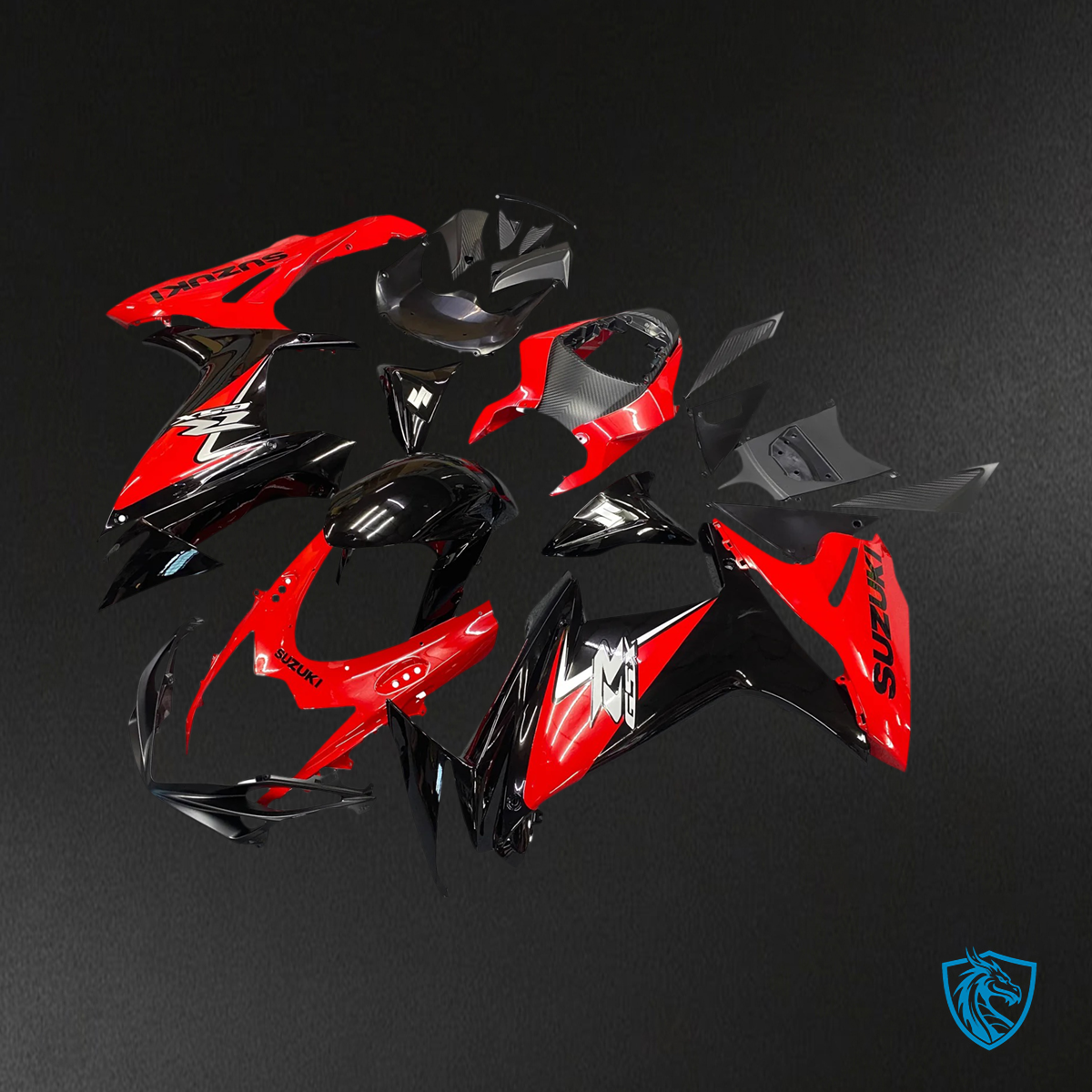 Suzuki GSXR 600-750 (2011-2025) Black & Red - Fairing Kit