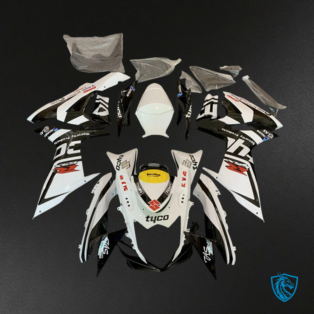 Suzuki GSXR 600-750 (2011-2025) Black & White - Fairing Kit