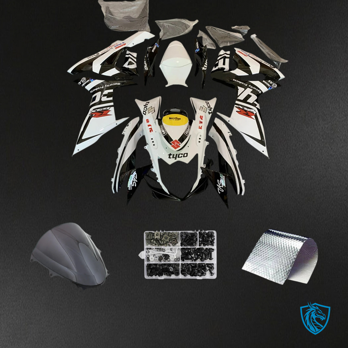 Suzuki GSXR 600-750 (2011-2025) Black & White - Fairing Kit