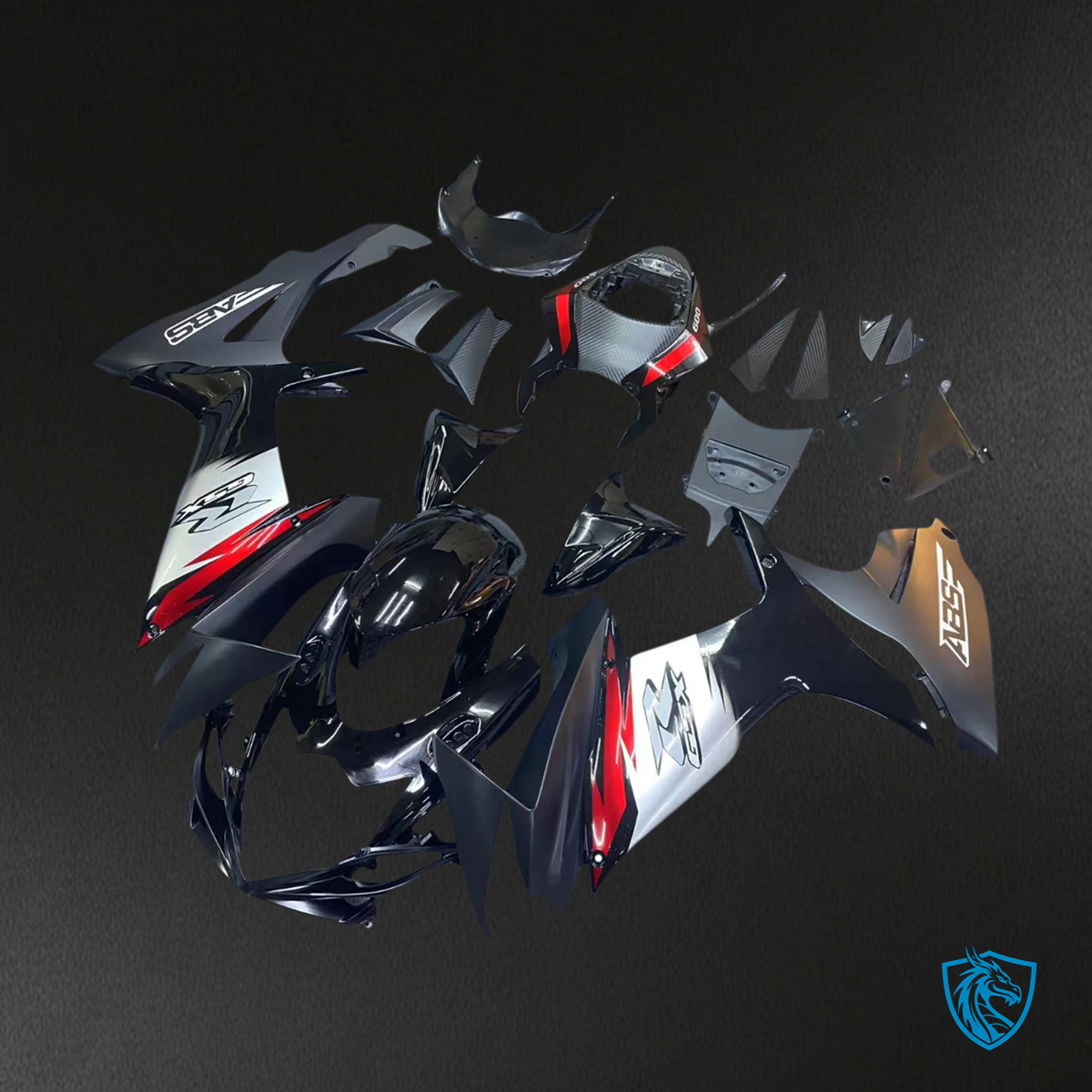 Suzuki GSXR 600-750 (2011-2025) Black with Red Accents - Fairing Kit