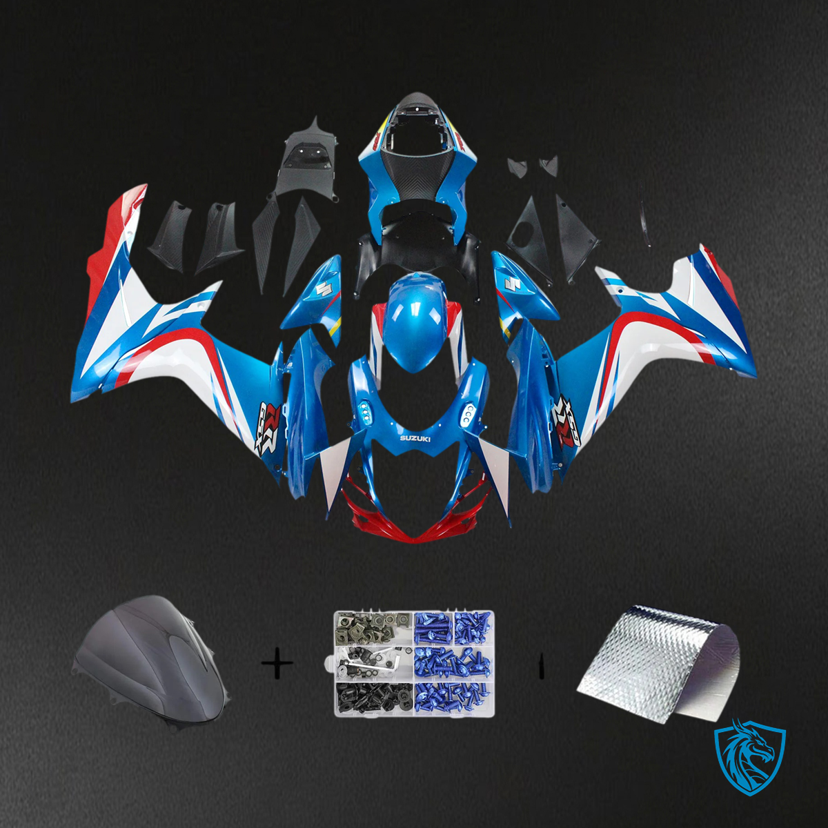 Suzuki GSXR 600-750 (2011-2025) Blue, White & Red - Fairing Kit