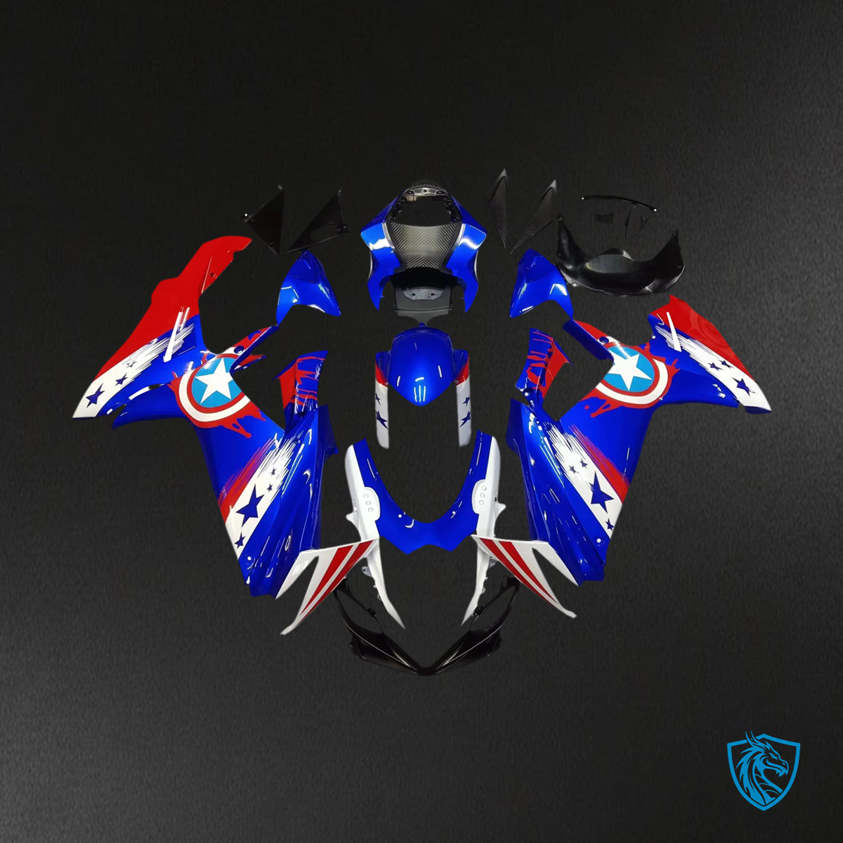 Suzuki GSXR 600-750 (2011-2025) Blue & Red Captain America - Fairing Kit