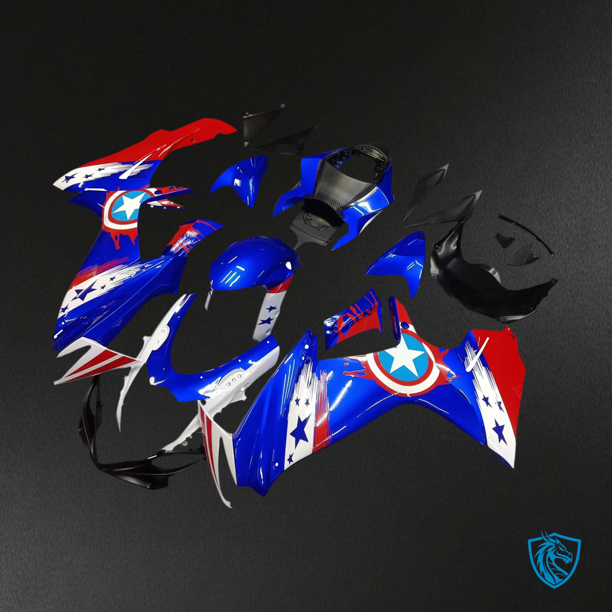 Suzuki GSXR 600-750 (2011-2025) Blue & Red Captain America - Fairing Kit