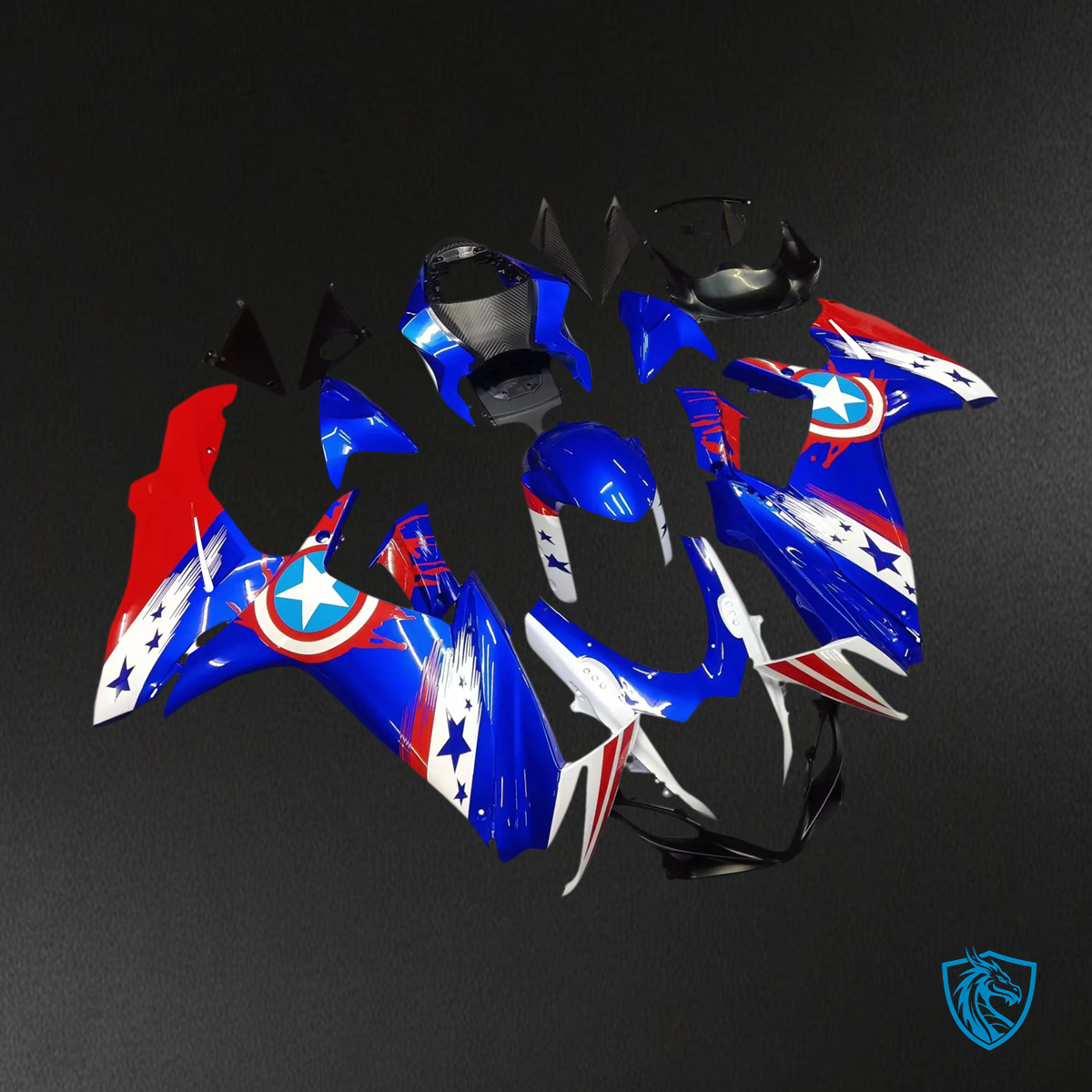 Suzuki GSXR 600-750 (2011-2025) Blue & Red Captain America - Fairing Kit
