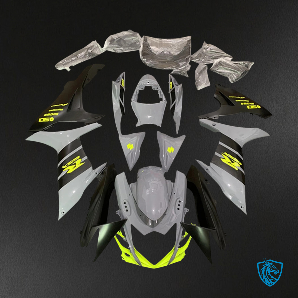 Suzuki GSXR 600-750 (2011-2025) Gray & Black - Fairing Kit
