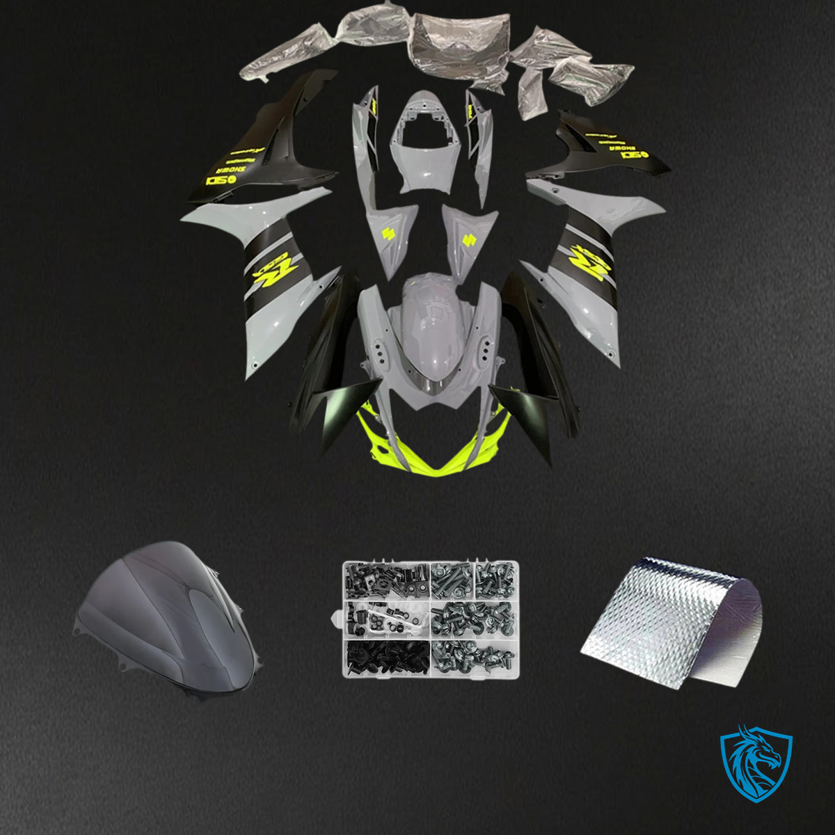 Suzuki GSXR 600-750 (2011-2025) Gloss Gray & Yellow - Fairing Kit