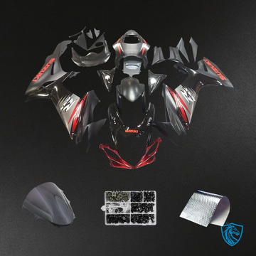 Suzuki GSXR 600-750 (2011-2025) Matt & Gloss Black with Red Accents - Fairing Kit