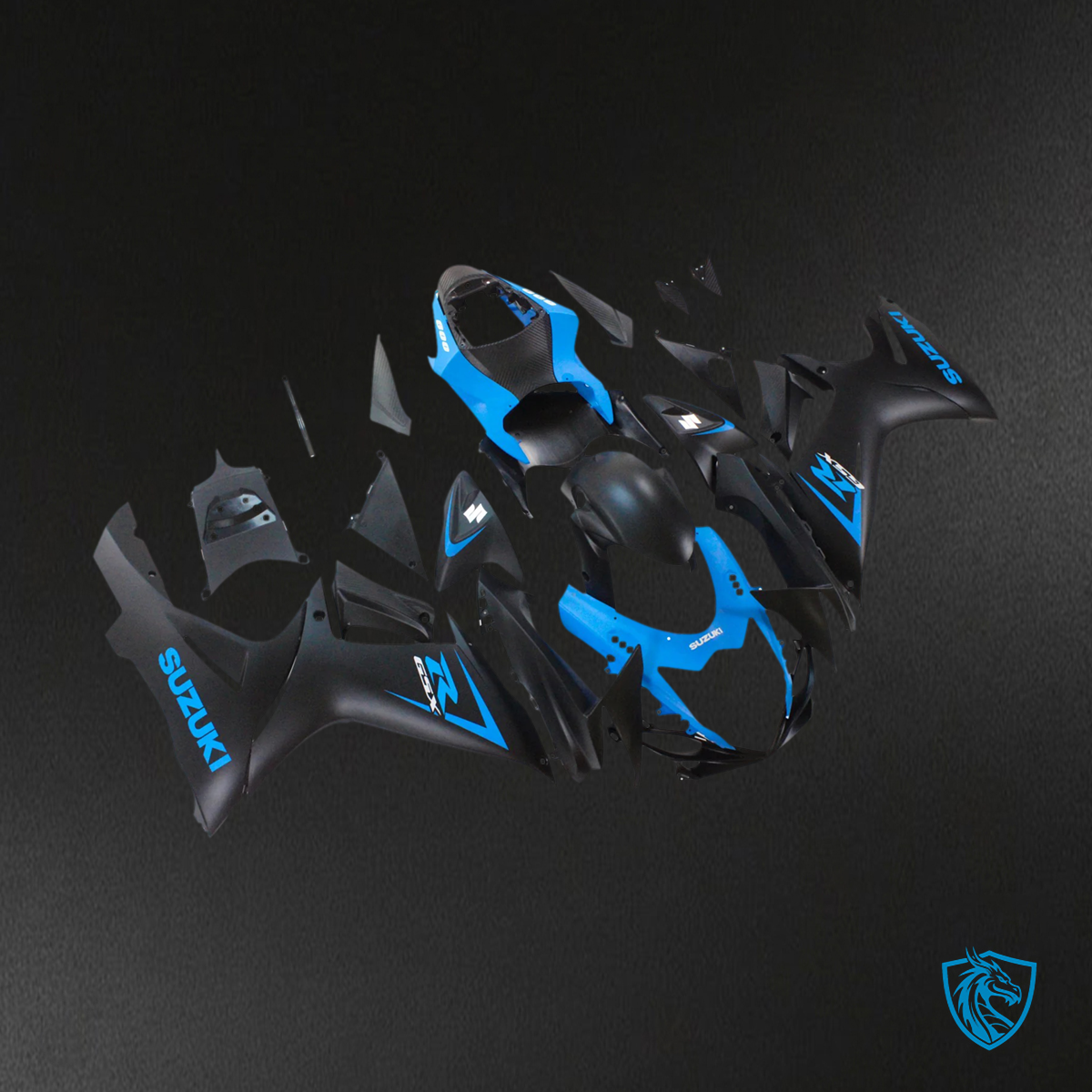 Suzuki GSXR 600-750 (2011-2025) Matte Blue and Black - Fairing Kit