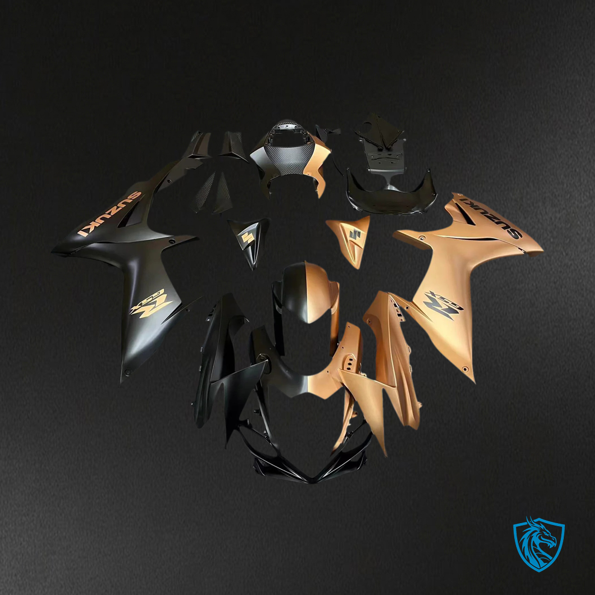 Suzuki GSXR 600-750 (2011-2025) Matte Half Black & Half Brown - Fairing Kit