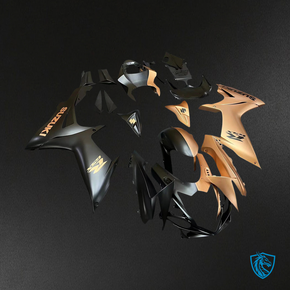 Suzuki GSXR 600-750 (2011-2025) Matte Half Black & Half Brown - Fairing Kit
