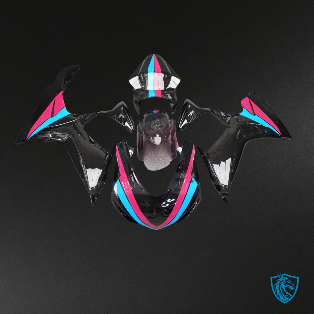 Suzuki GSXR 600-750 (2011-2026) Gloss Black, Pink & Light Blue Race - Custom ABS Fairing Kit