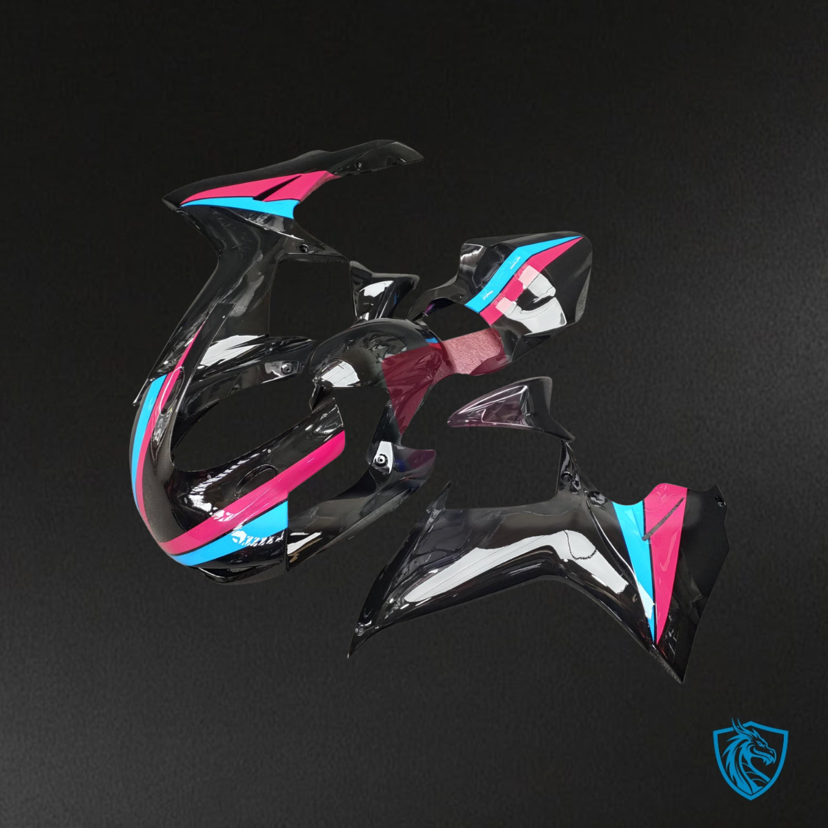 Suzuki GSXR 600-750 (2011-2026) Gloss Black, Pink & Light Blue Race - Custom ABS Fairing Kit