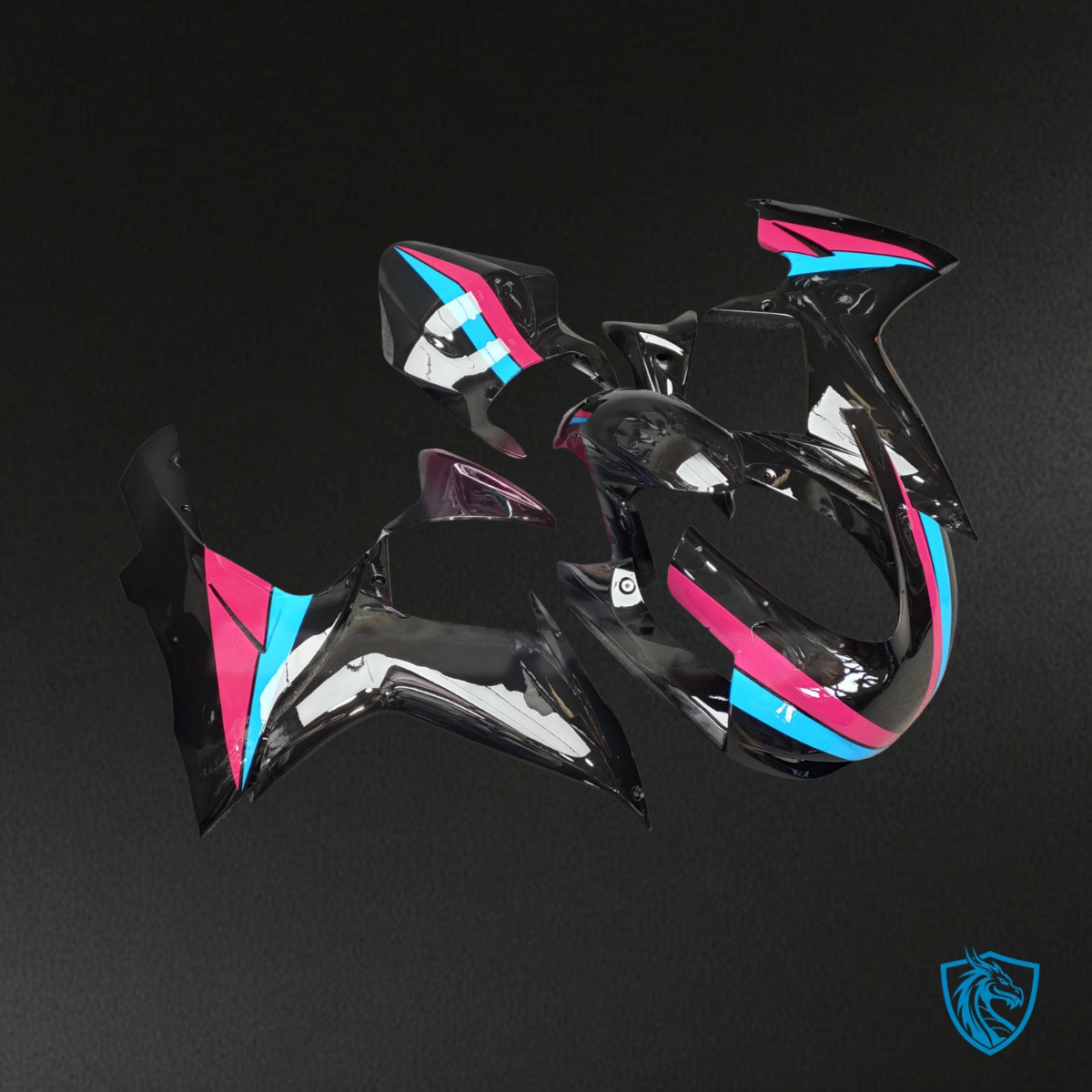 Suzuki GSXR 600-750 (2011-2026) Gloss Black, Pink & Light Blue Race - Custom ABS Fairing Kit