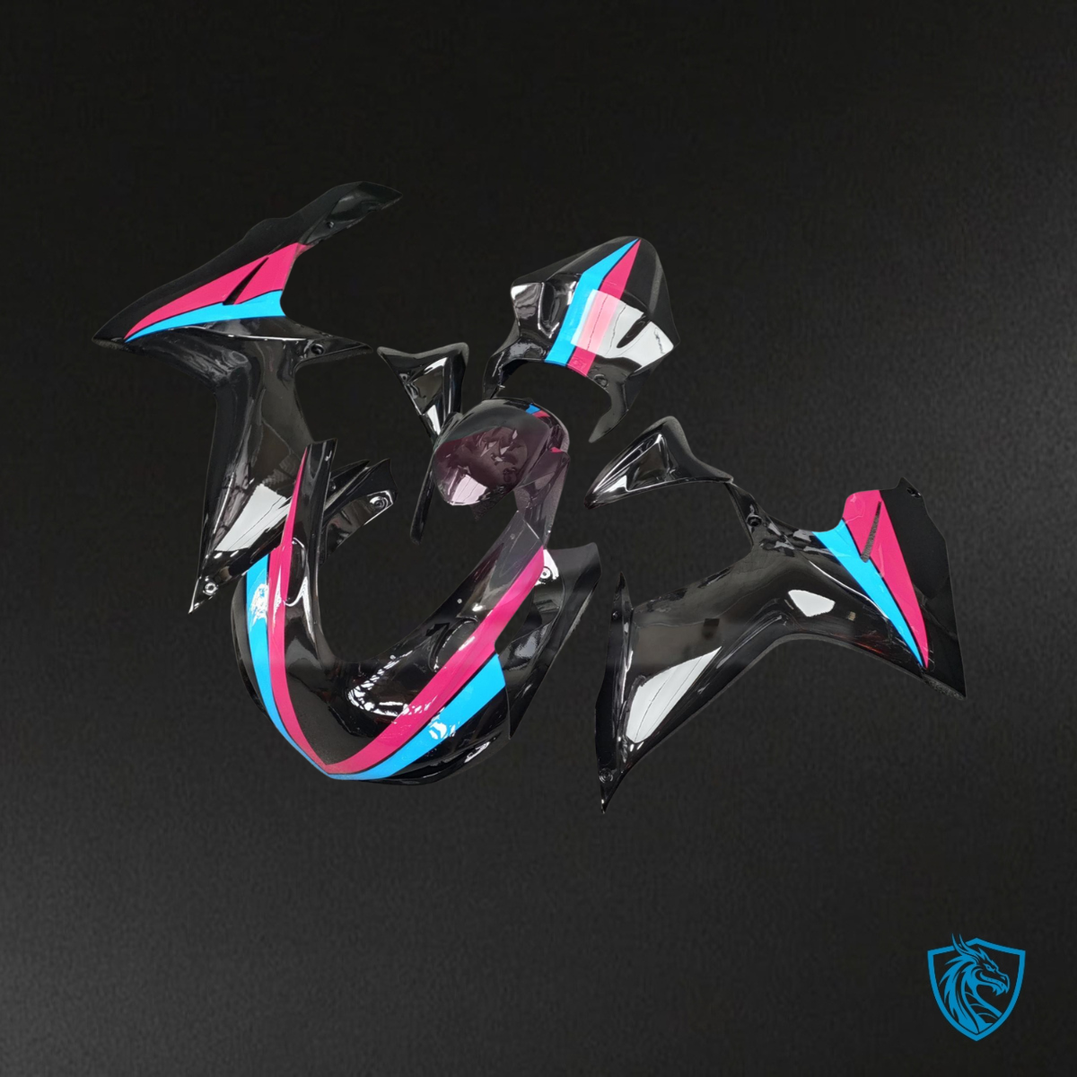 Suzuki GSXR 600-750 (2011-2026) Gloss Black, Pink & Light Blue Race - Custom ABS Fairing Kit