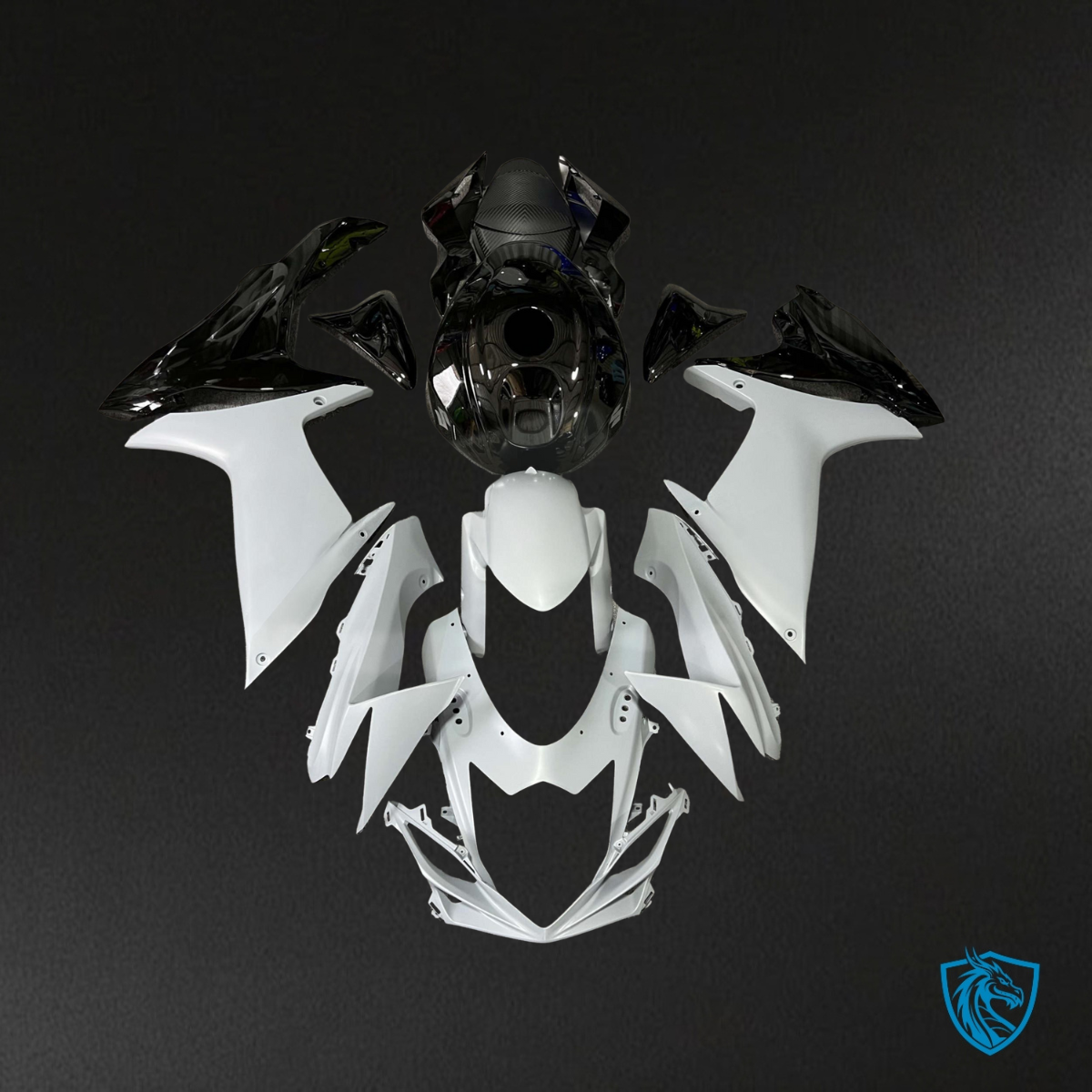 Suzuki GSXR 600-750 (2011-2026) Gloss Black & Matte White Fairing Kit | ABS Bodywork