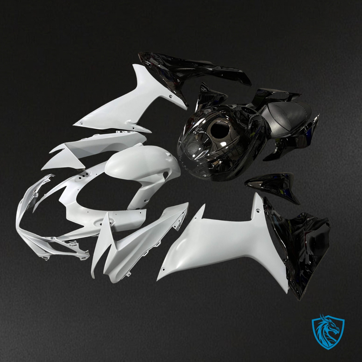 Suzuki GSXR 600-750 (2011-2026) Gloss Black & Matte White Fairing Kit | ABS Bodywork