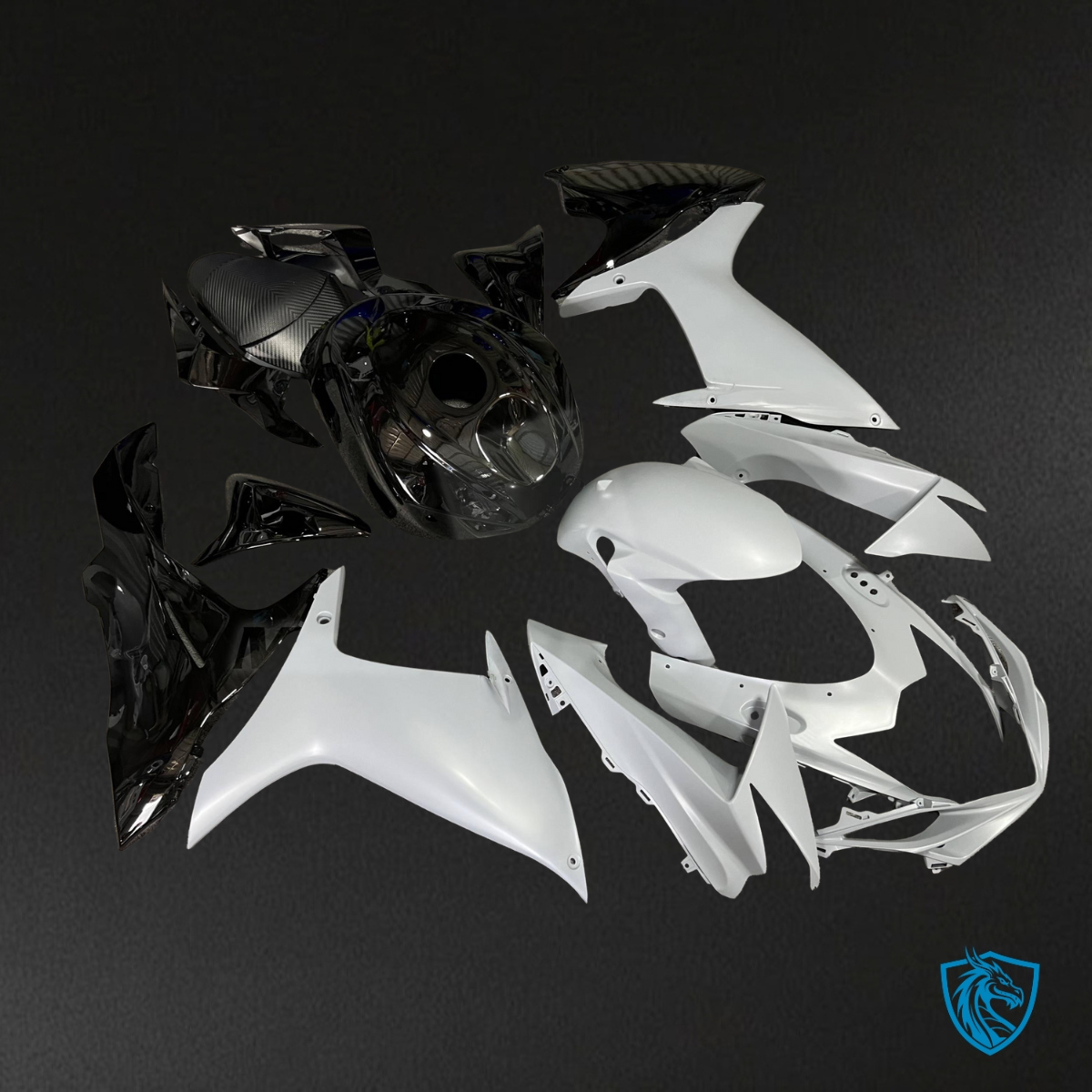 Suzuki GSXR 600-750 (2011-2026) Gloss Black & Matte White Fairing Kit | ABS Bodywork