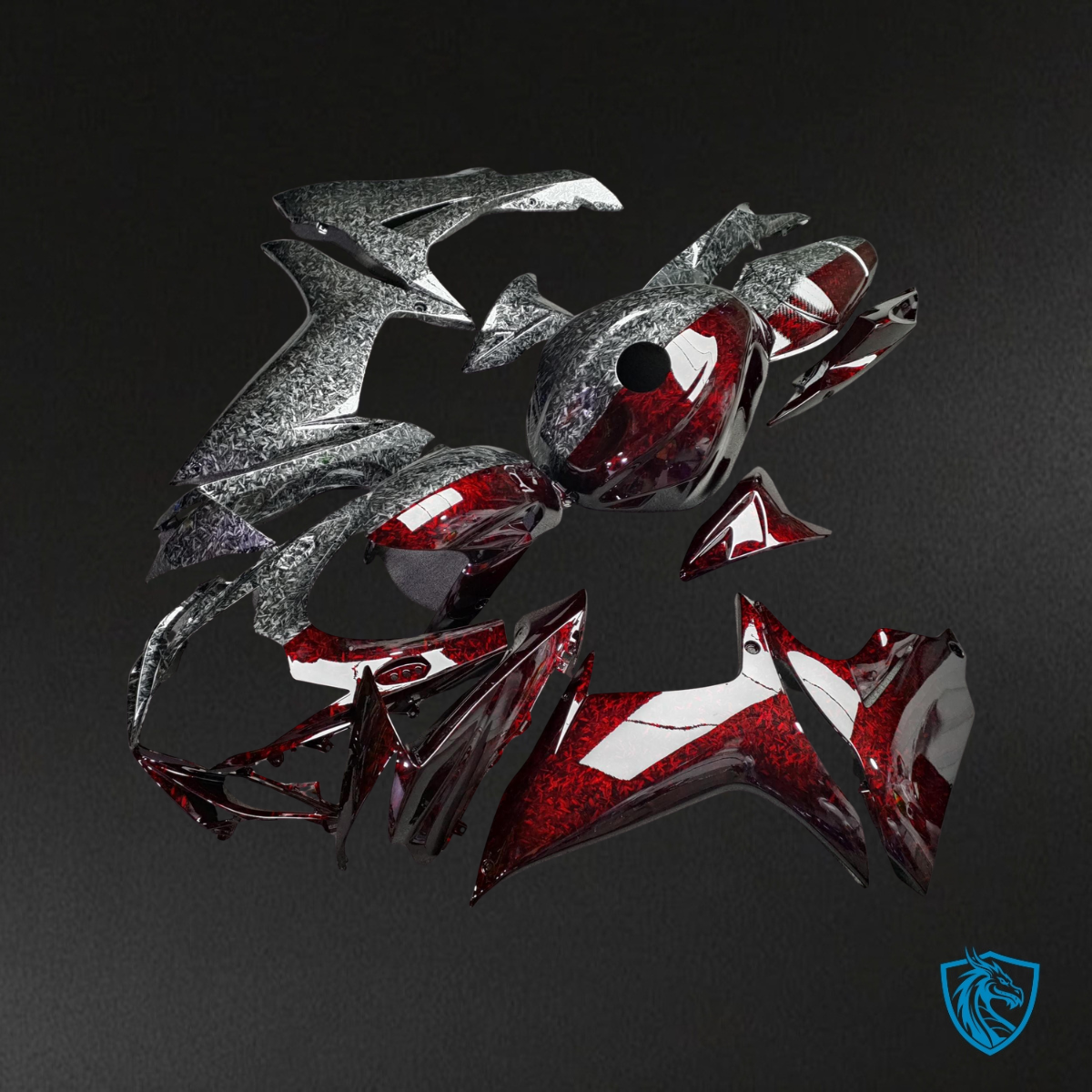Suzuki GSXR 600-750 (2011-2026) Gloss Red, White & Silver Fairing Kit - Aftermarket ABS Bodywork