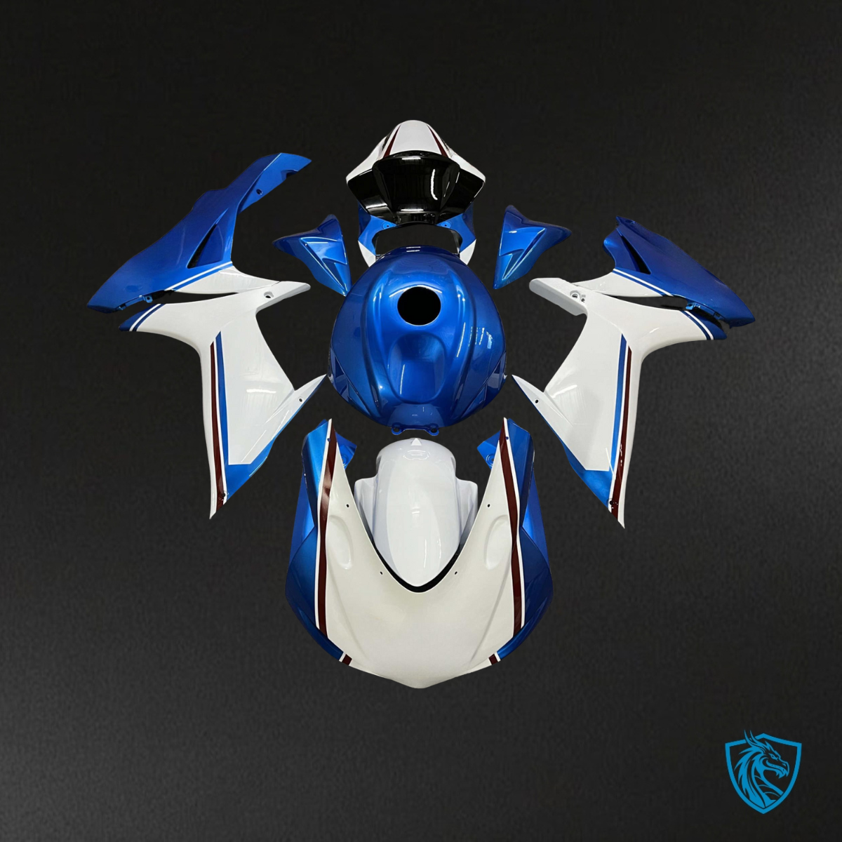 Suzuki GSXR 600-750 (2011-2026) Gloss Blue & White - MERGEment Motorcycle Fairings Kit